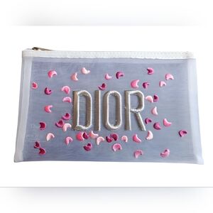 Dior GWP Embroidered Cosmetic Makeup Pouch Bag  NEW